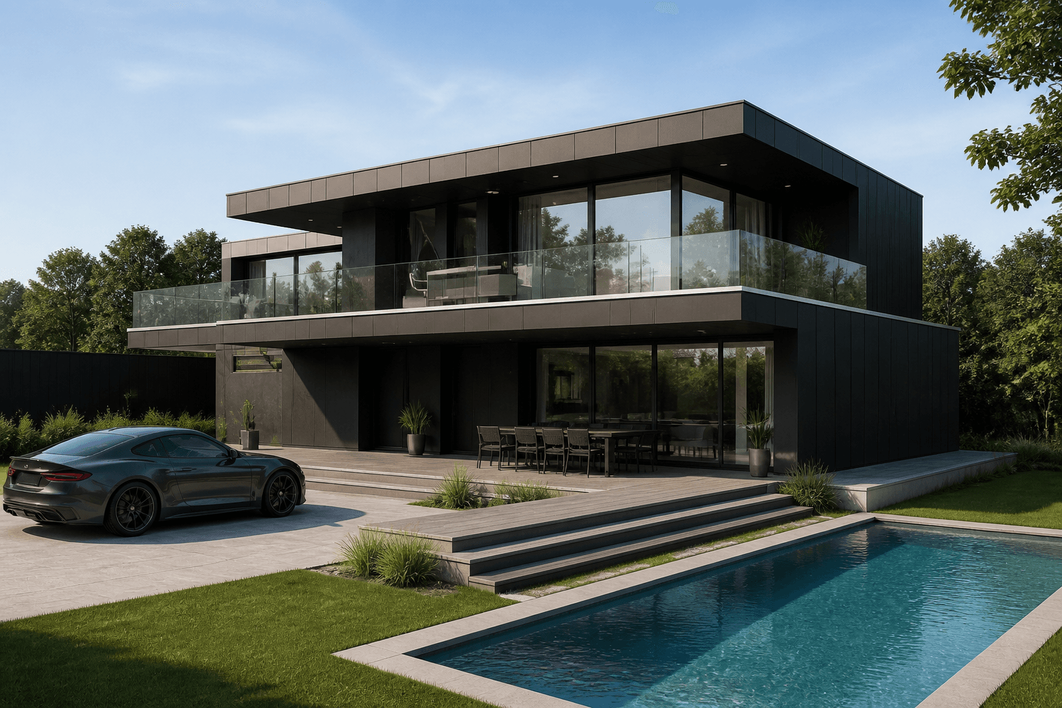 Contemporary luxury home — the look of the listings GeniiAI helps agents talk about on LinkedIn